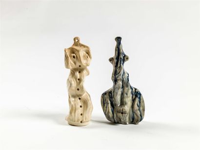 null Luc MERTENS (1913-2004).
Deux personnages imaginaires.
Deux sculptures en plâtre...