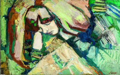 Jacques BUREL (1922-2000). Femme allongée....
