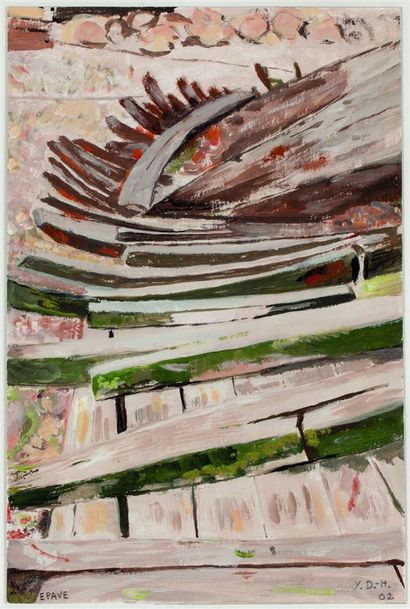 null Yvette DUBOIS-HABASQUE (1929-2016).
Compositions abstraites.
Épaves.
Quatre...