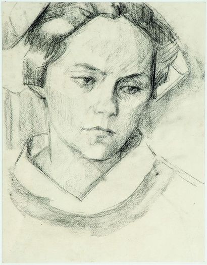 null Jacques BUREL (1922-2000).
Portrait de femme.
Crayon gras sur papier, encadré...
