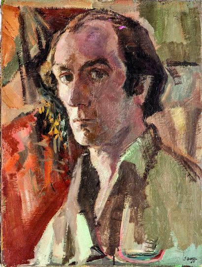 null Jacques BUREL (1922-2000).
Portrait d'homme.
Huile sur toile signée en bas à...
