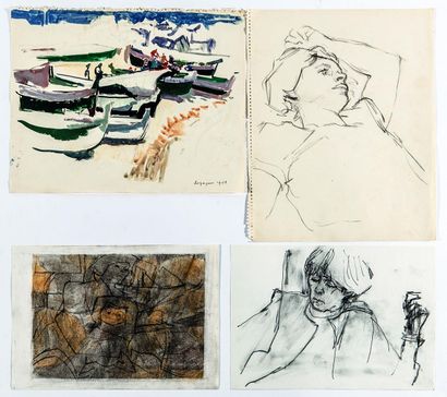 null Jacques BUREL (1922-2000).
Ensemble d'une quarantaine de dessins au crayon,...