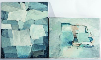 null Yvette DUBOIS-HABASQUE (1929-2016).
Compositions abstraites dans les tons bleus.
Deux...