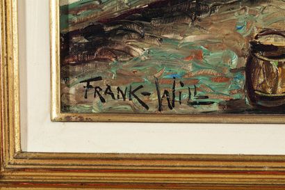 null Frank WILL (1900-1951). 
Voiliers amarrés sur les quais de Paris.
Huile sur...