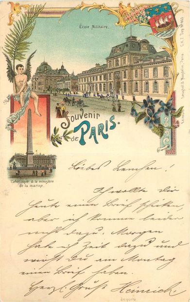 null 23 CARTES POSTALES SOUVENIR DE : Paris. Type Gruss aus 1897/1903. Dont" Ecole...