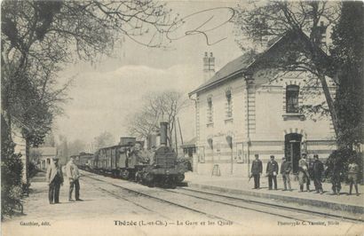 null 13 CARTES POSTALES GARES & TRAINS : Petite Sélection. "Bourgueil-La Gare (int+train),...