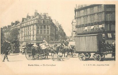 null 14 CARTES POSTALES PARIS : 6cpa/cp-Paris Vécu : Le Boulevard, Un Carrefour,...