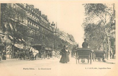 null 14 CARTES POSTALES PARIS : 6cpa/cp-Paris Vécu : Le Boulevard, Un Carrefour,...