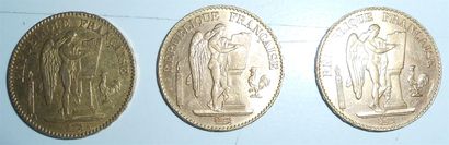 null Lot de 3 pièces de 20 Francs. Or. Au Génie, 1848, 1895 & 1897. Poids : 20gr....