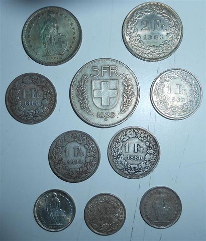 null Argent. France : 2-20 Francs 1934 & 1938 (40gr), 3-10 Francs 1933, 1934 & 1939...