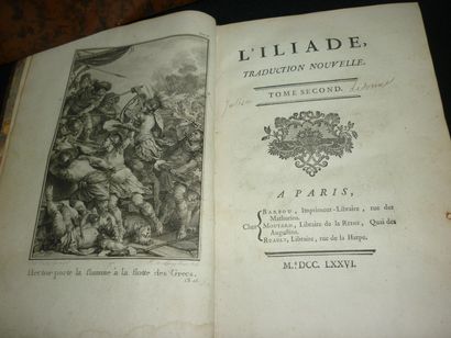 null HOMERE. L'Iliade. Traduction nouvelle. Paris, Barbou, 1776, 3 vol. in-8, veau...