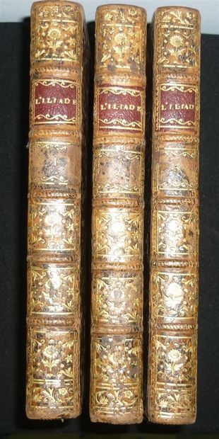 null HOMERE. L'Iliade. Traduction nouvelle. Paris, Barbou, 1776, 3 vol. in-8, veau...