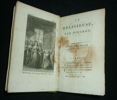 null DIDEROT. La religieuse. Paris, Gueffier jeune & Knapen fils, 1796, 247 pp. et...