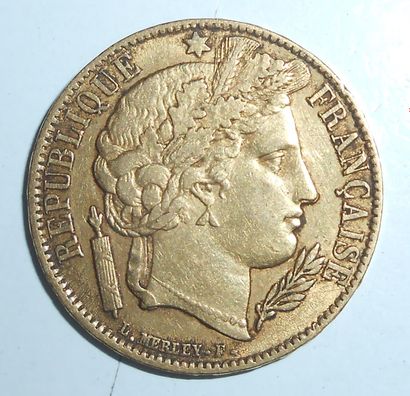 null 20 Francs 1851. Or. Cérès, A, Paris. Poids : 6gr.