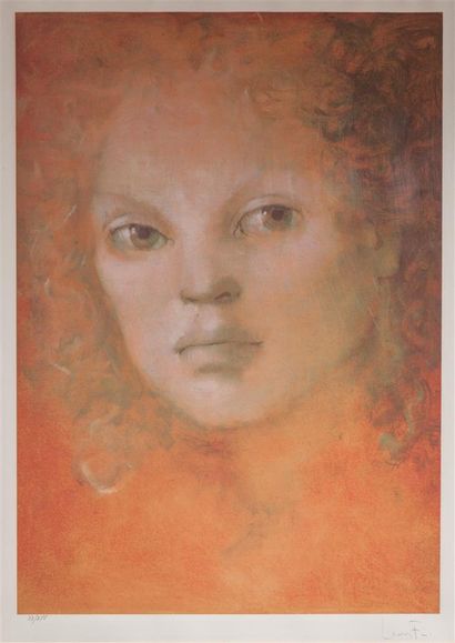 null Leonor FINI (1907-1996).
Portrait de femme.
Lithographie en couleur, signée...