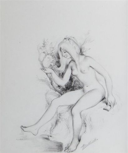 null BALLIVET Suzanne (1904-1985).
Jeune femme nue.
Mine de plomb sur papier, signé...