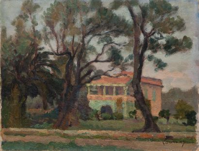 null LAUVRAY Abel (1870-1950).
Maison du peintre dans le midi.
Huile sur panneau,...