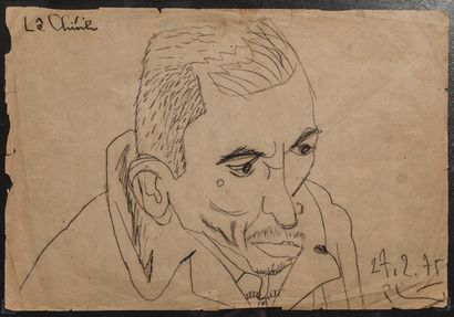 null PHAI BUI Xuan (1920-1988).
Portrait de vieil homme.
Fusain sur papier, signé...