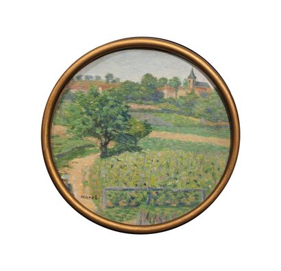 null HOREL Albert (1876-1964).
Paysage de campagne.
Huile sur toile, signée en bas...