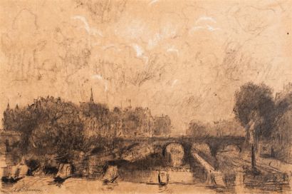 null LEBOURG Albert Marie (1849-1928).
Le pont Neuf.
Mine de plomb et rehauts de...
