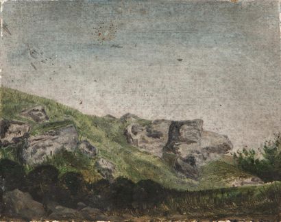 null LAUVRAY Abel (1870-1950).
Paysage aux rochers. 
Huile sur toile, non signé.
Cachet...