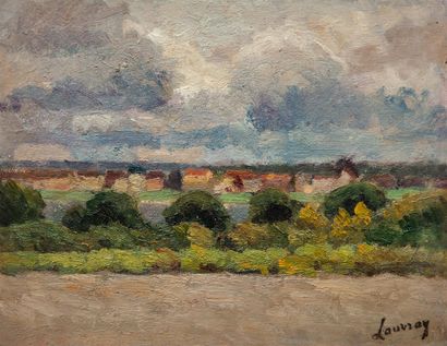 null LAUVRAY Abel (1870-1950).
Lavacourt vue de la terrasse du peintre à Vetheuil.
Huile...