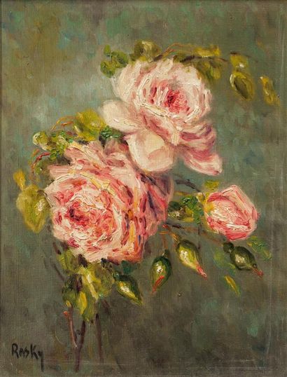 null RASKY Marie Madeleine de (1897-1982).
" Roses ".
Huile sur toile, signée en...