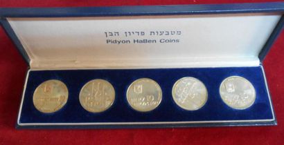 null Coffret de 5 pièces Argent, Israël. 10 Lirot 1972 - Pidyon Haben Coins. Avec...