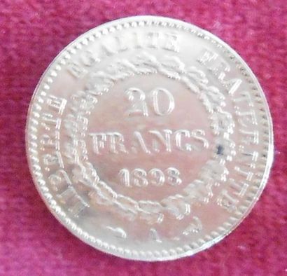 null France. Or. 20 Francs 1898. A. Génie. Poids 6gr.