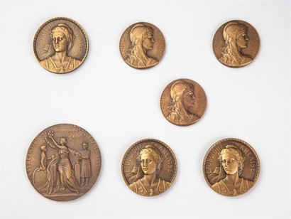 null 7 Médailles bronze - Epreuve d'Auteur. 
3-République Française (avers) et Sénat...