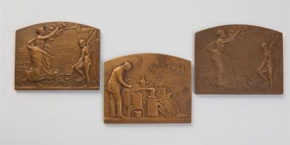 null 3 Plaquettes bronze - La Bénédictine à Fécamp.
3-Plaquettes représentant M.A.Le...