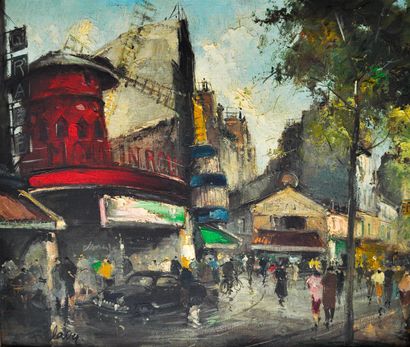 null CLAVEY Fernand (1918-1961).
Le Moulin Rouge, Paris.
Huile sur toile.
Signée...