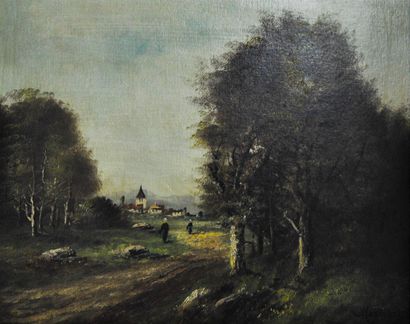 null MARTINET.
Sortie de forêt.
Huile sur toile.
Signé en bas à droite et daté 1901.
Dim.:...