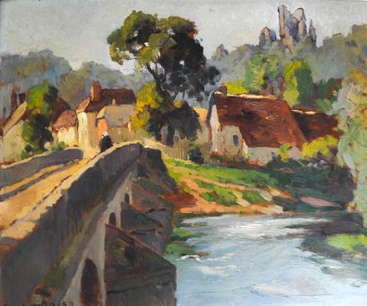 null MARTIN Maurice (1894-1978).
Le Loir à Lavardin.
Huile sur panneau, signée en...