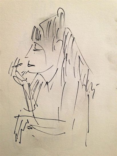 null Luc MERTENS (1913-2004).
Ensemble de croquis à l'encre, pastel, crayon sur papier,...