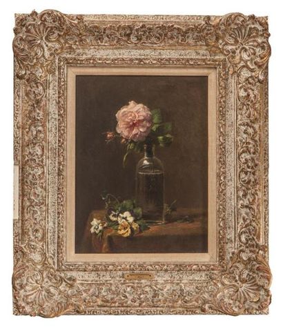 null VERHEYDEN François (Louvain 1806 - Bruxelles 1890).
Rose dans une bouteille...