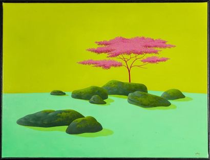 null ANTIGNY G. (XX).
Comme un jardin japonais.
Acrylique sur toile.
Signature en...