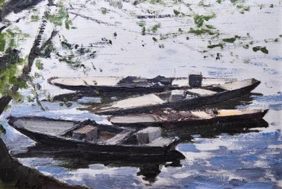 null CLAIR Auguste-jean (1881-1970).
Les barques de pêcheurs en Seine.
Huile sur...