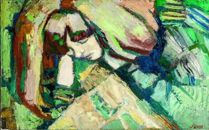 null Jacques BUREL (1922-2000).
Femme allongée.
Huile sur toile signée en bas à droite...