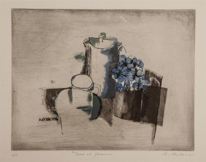null ANTONINI Annapia (1942-), D'après.
Tasse et fleurs.
Gravure sur papier.
Justifiée,...