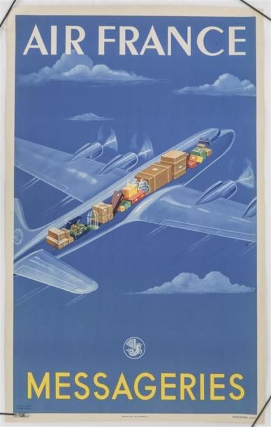 null AIR FRANCE - "Messageries"
Affiche Illustrée 
Imprimerie Perceval Paris, 1949
100...