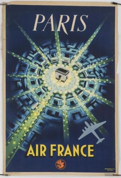 null AIR FRANCE - Paris 
Affiche illustrée par P.Baudouin - 1947
Imprimerie la générale...