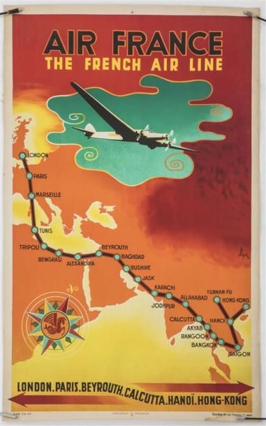 null AIR FRANCE - "The french Air Line"
"London, Paris, Beyrouth, Calcutta, Honk...