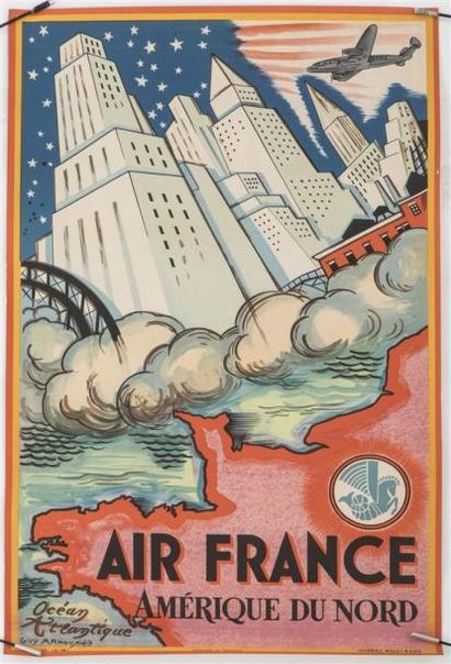 null AIR FRANCE - Amérique du Nord
Affiche illustrée par Guy Arnoux 
Imprimerie Hubert...