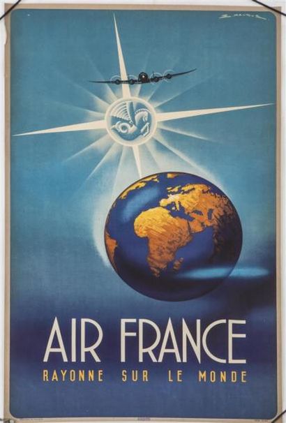 null AIR FRANCE - Rayonne sur le monde 
Affiche illustrée par Maurus
Imprimerie Goosens...