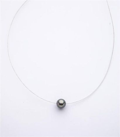 null Collier câble orné d'une perle de Tahiti. 
Diam.: 8/9 mm.