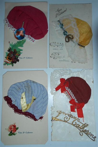 null 16 CARTES POSTALES FANTAISIE : Sélection - Bonnet de sainte Catherine. 14-Dos...