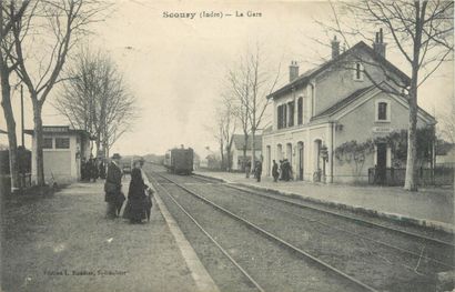 null 13 CARTES POSTALES GARES & TRAINS : Petite Sélection. Dont" Scoury-La Gare (int+train),...