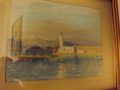 null KOENIG Jules Raymond (1872-1966).
Vue de phare. 
Pastel sur papier, signé en...