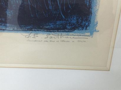 null SARTHOU Maurice Elie (1911-2000). 
Heure bleue. 
Lithographie en couleur sur...